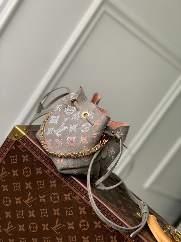 Louis Vuitton Pico Bella Perforated Monogram Bucket Bag in Beige