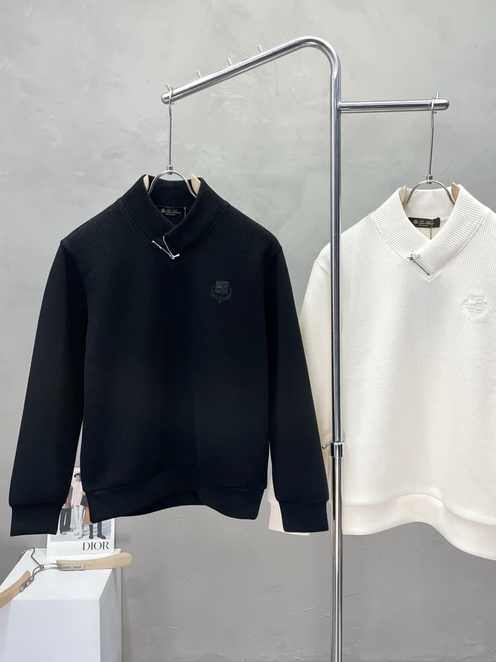 Loro Piana Men's Casual Knitted Sweatshirt in Classic Black