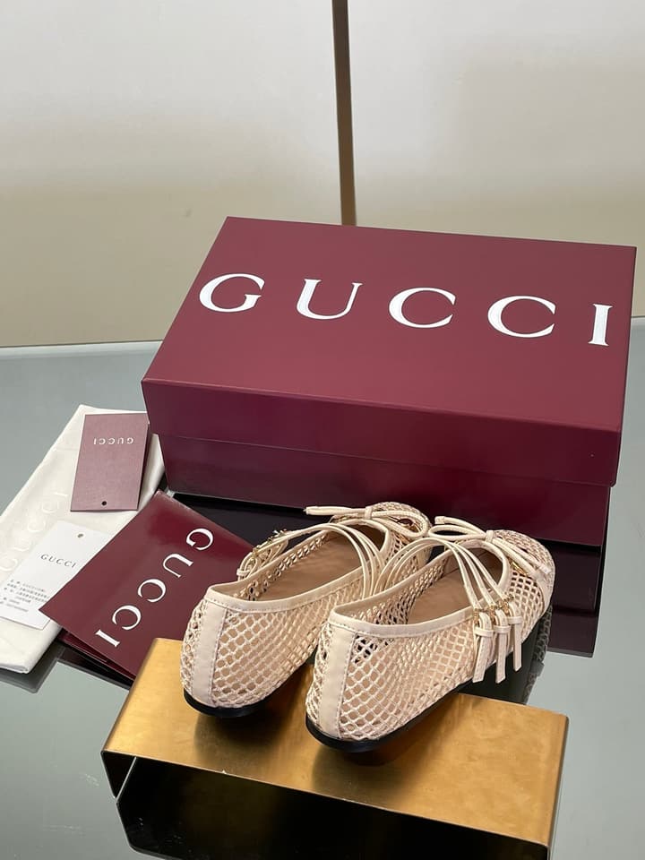 Gucci Horsebit Mesh Square-Toe Ballerina Flats – 25FW in Black Mesh