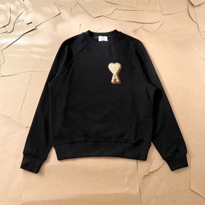 AMI Paris Terry Heart Boxy Sweatshirt – 25FW in Black Sweatshirt