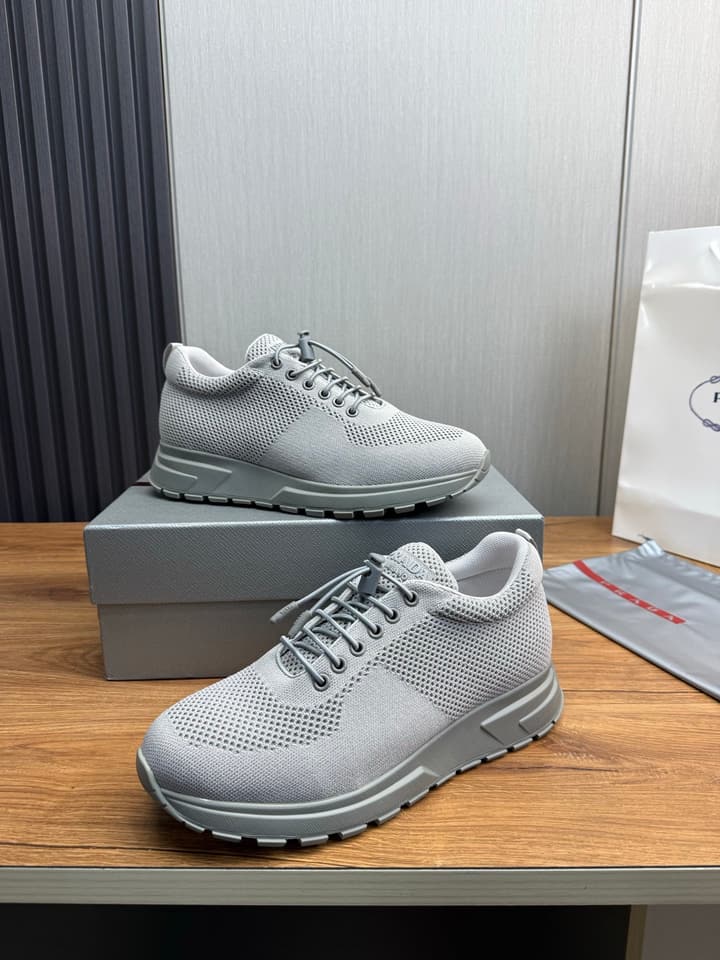 Prada Men's High-Quality Sneakers in Light Grey