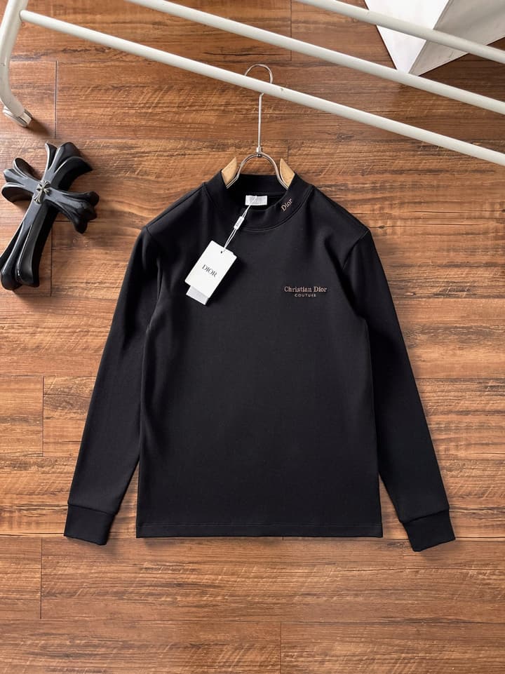 Dior Fashion Casual Long Sleeve T-Shirt – 2025FW in Classic Black