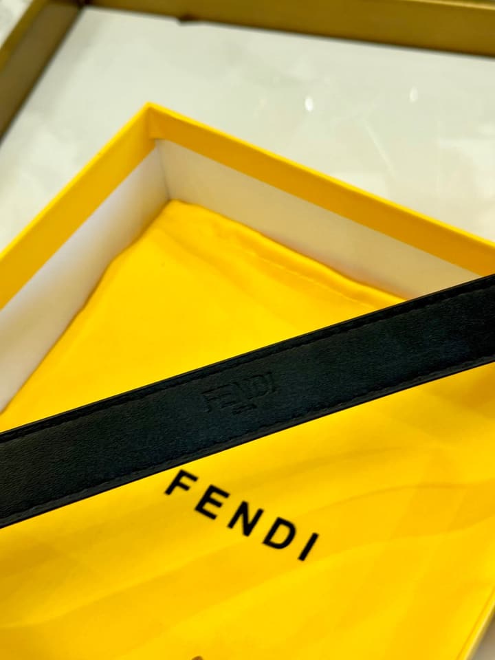 Fendi Classic Leather Belt – 2.5cm in Black Leather With Antique Gold Buckle