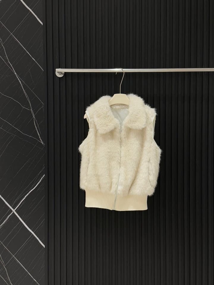 Moncler Convertible Faux Fur Jacket in Blended Beige Faux Fur