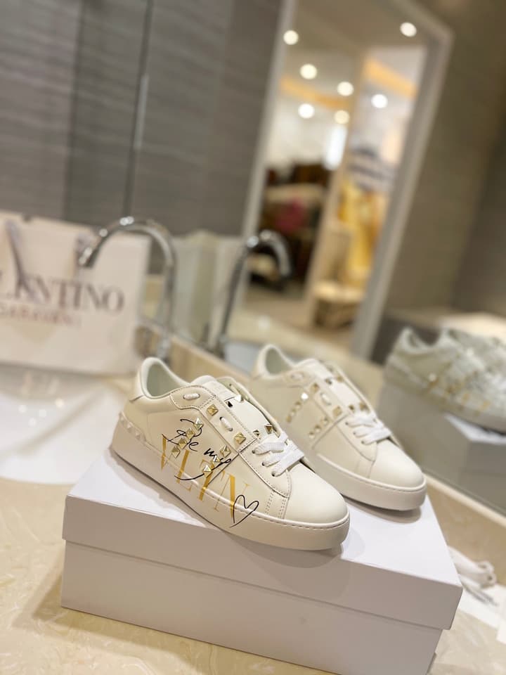 Valentino Classic Couple's Sneakers in White With Bold Red Graphic