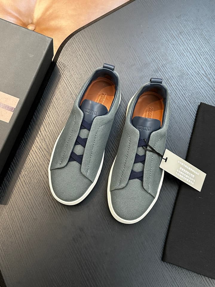 Zegna Triple Stitch Low-Top Sneakers in Black Suede