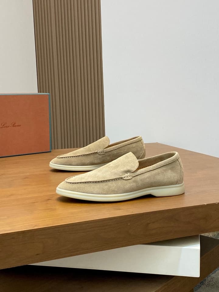 Loro Piana Suede Leather Slip-On Loafers in Black Suede