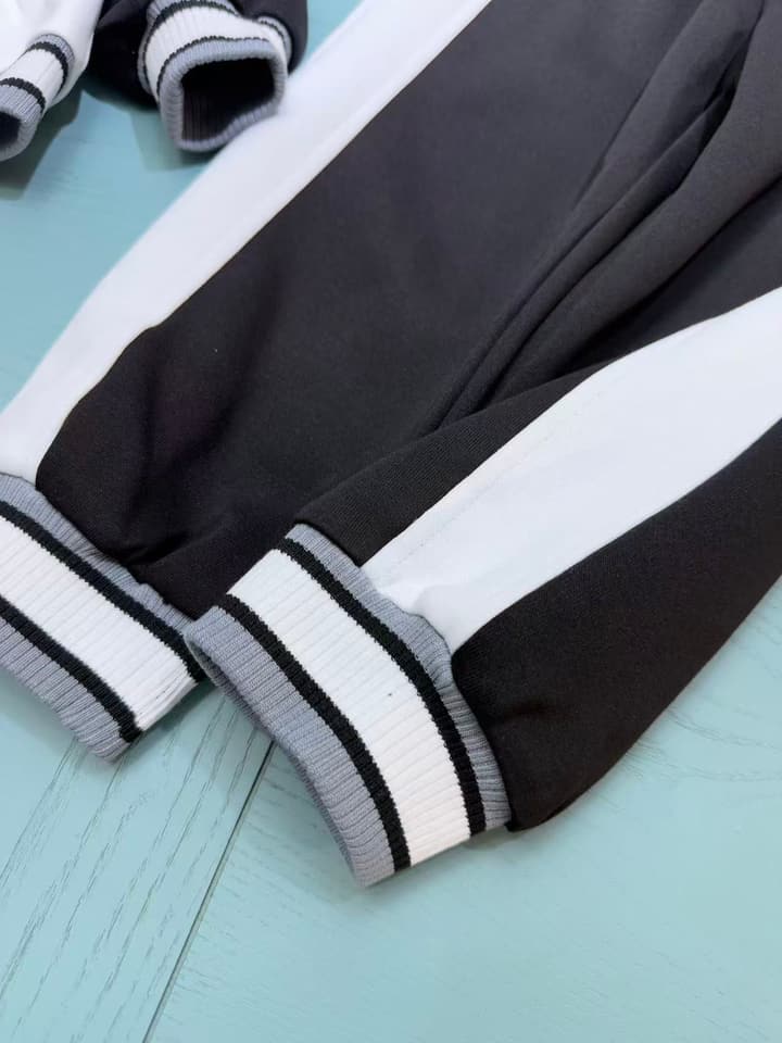 Dior High-End Children's Hooded Tracksuit Set – Kids Collection – 2025AW in Black And White Monogram