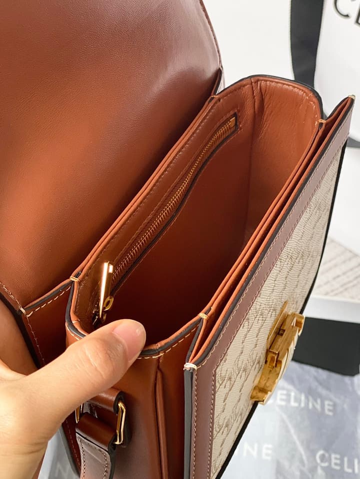 Celine Triomphe Monogram Tofu Shoulder Bag – 2020 Collection in Dark Triomphe Canvas