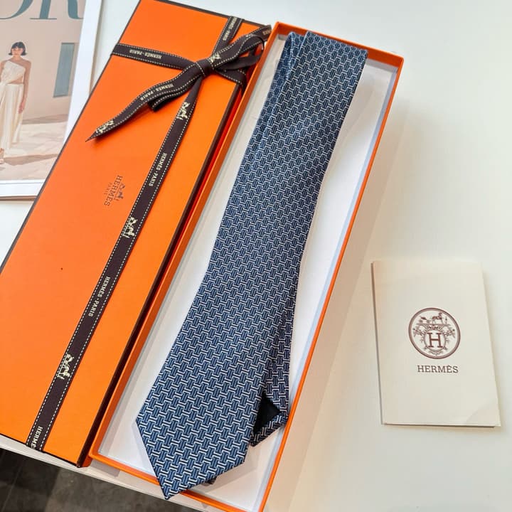 Hermès Philippe Mouquet Men's Tie in Cool Grey Patterned