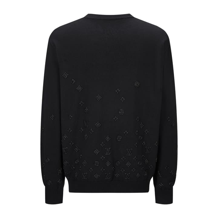 Louis Vuitton Gradient Beaded Knit Pullover in Black Beaded Monogram