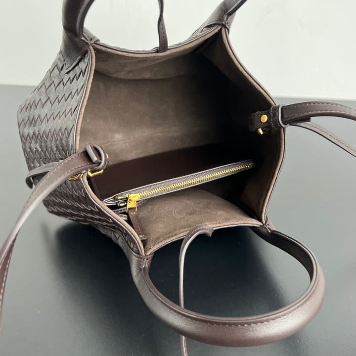 Bottega Veneta Pinacoteca Small Tote Handbag – 2025SS in Burgundy With Light Blue Lining A