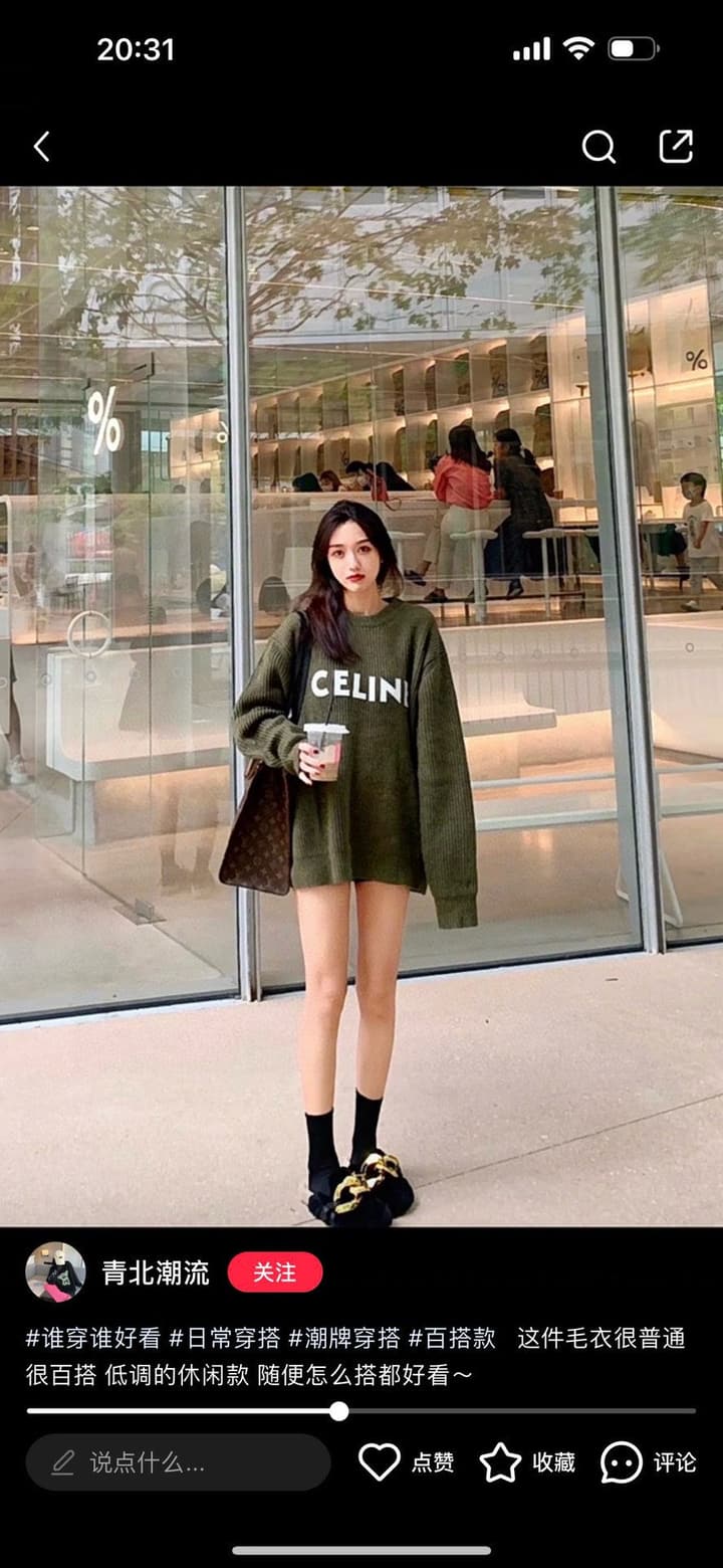 Celine Classic Embroidered Crewneck Sweater in Army Green