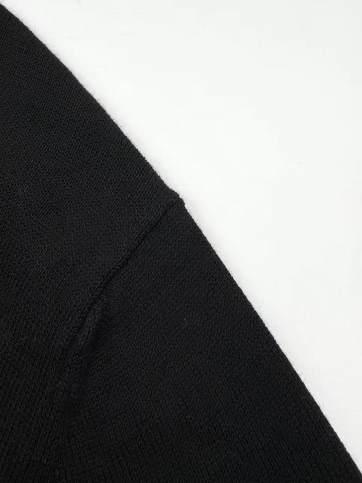 Ami Paris Heart Embroidery Merino Wool Sweater in Black With Red Heart Logo