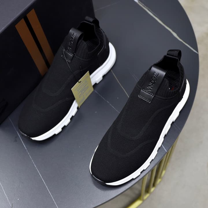 Zegna Flyknit Sneakers in Solid Black Knit