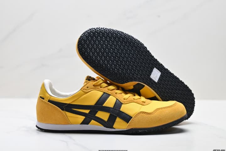 Onitsuka Tiger Serrano Nylon Retro Sneakers in Blue With White Stripes
