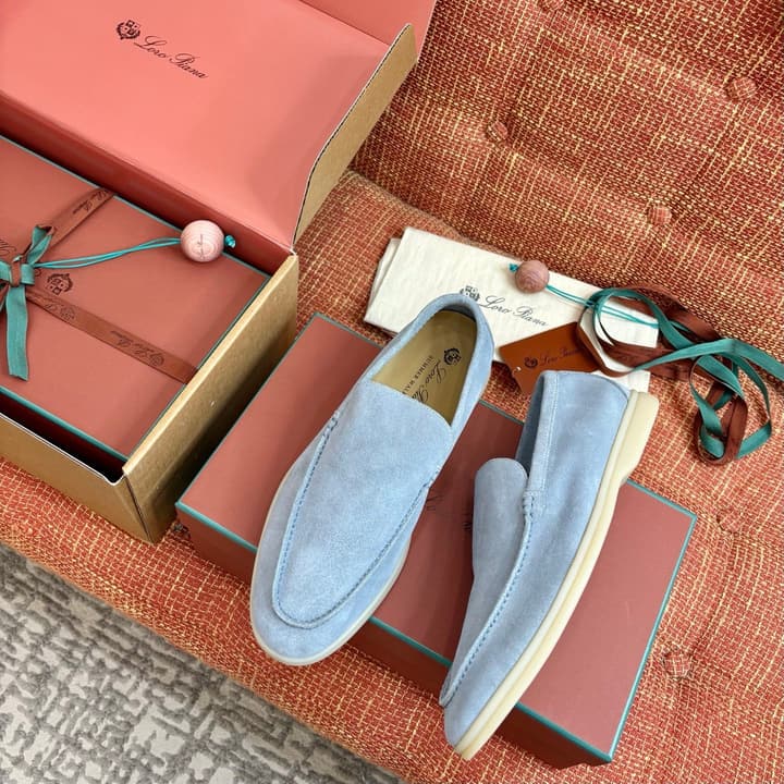 Loro Piana Suede Loafers in Dark Blue