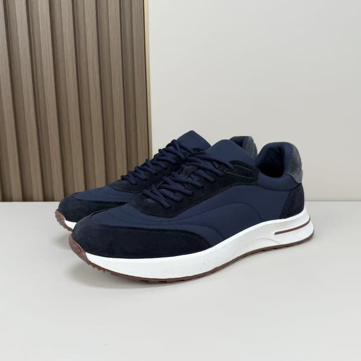 Loro Piana Men's Classic Jogging Sneakers in Black Suede