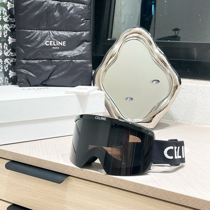 Celine Ski Goggles in Black Frame Silver Lens