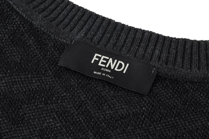 Fendi Jacquard Double F Wool Sweater in Black-gray Ff Jacquard