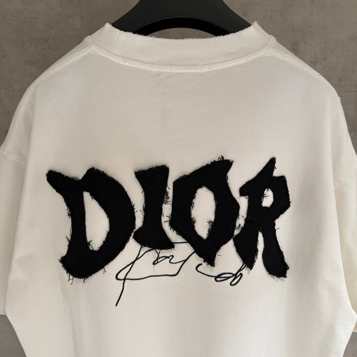 Dior Patch Embroidered Heavyweight T-Shirt in Grey