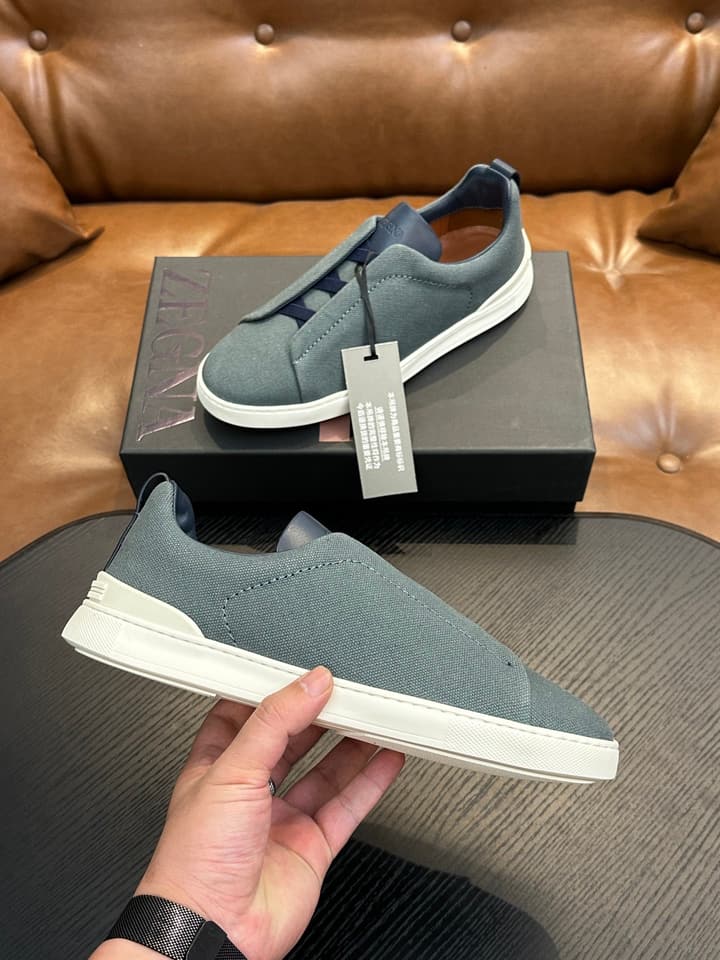 Zegna Triple Stitch Low-Top Sneakers in Black Suede
