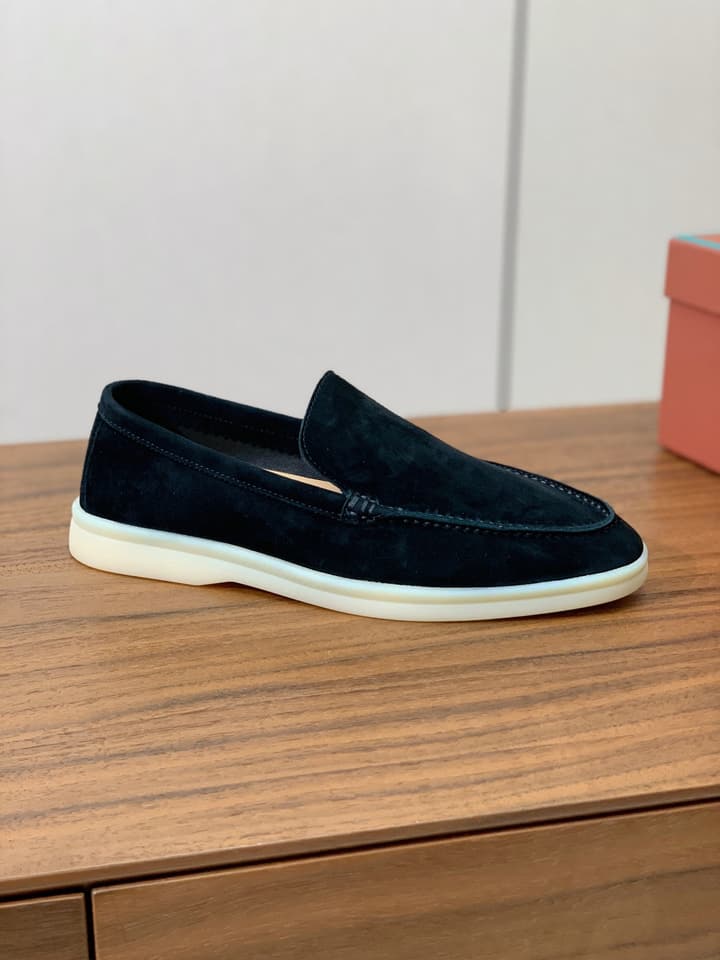 Loro Piana Glossy Cashmere Loafers in Blush Pink Suede