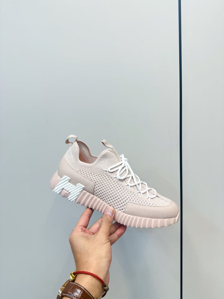 Hermes Classic Couple's Casual Sneakers in Light Beige
