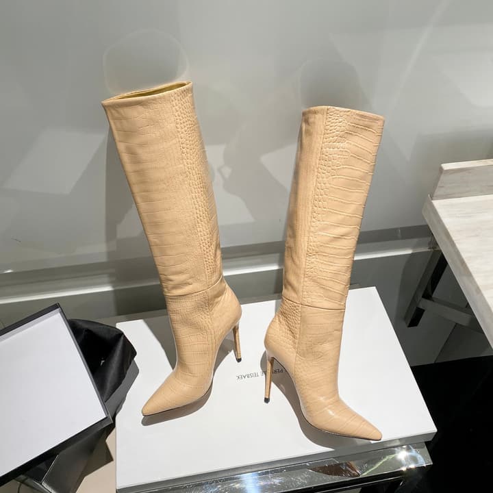 Paris Texas Crocodile Embossed Knee-High Boots – 2022 FW in Black Croc Embossed