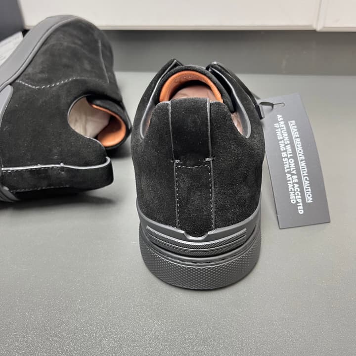 Zegna Triple Stitch Suede Low-Top Sneakers