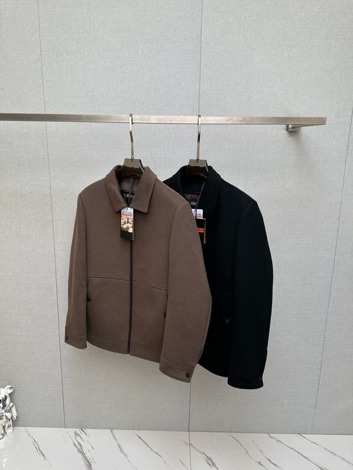Zegna Merino Wool Detachable Liner Jacket in Brown Taupe