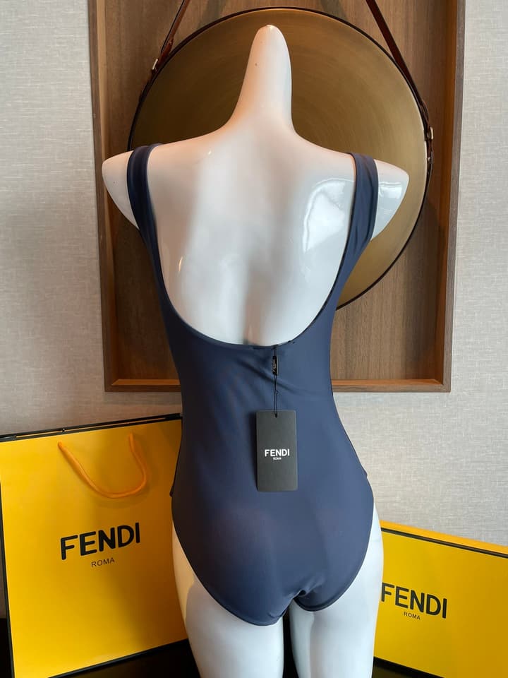 Fendi Versatile One-Piece Bikini Swimsuit in Brown Ff Logo Bikini