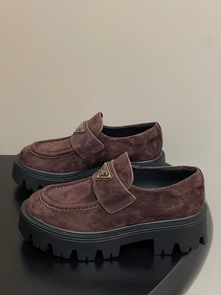 Prada Thick-Soled Platform Loafers – 25FW in Deep Gloss Black