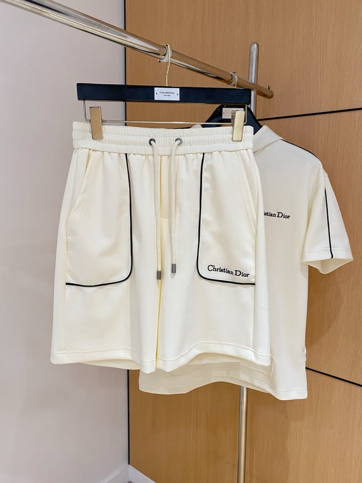Dior Classic Air Layer T-Shirt and Shorts Set – 2026 Summer Collection in Black Crewneck Oblique Stripe