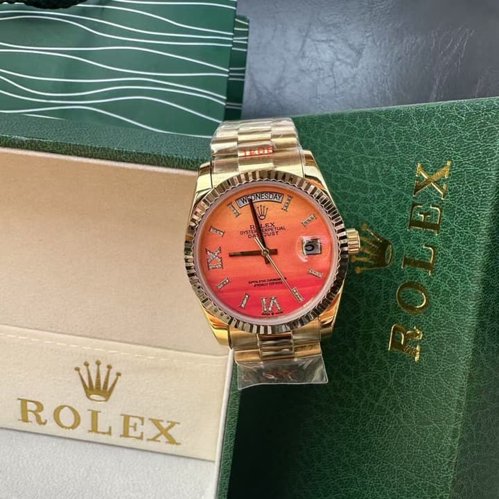 Rolex Day-Date 36 Yellow Gold Red Carnelian Watch