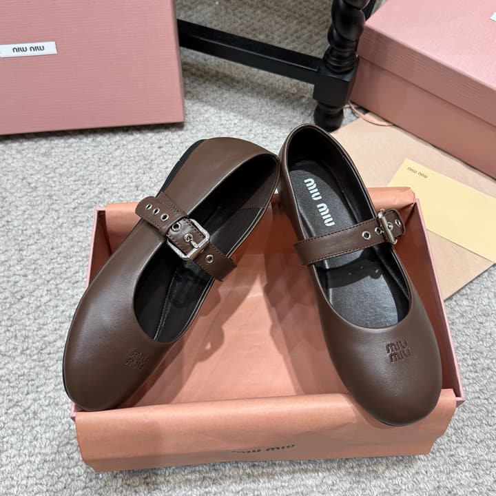Miu Miu Pointed-Toe Mary Jane Ballet Flats – 2026 Runway Collection