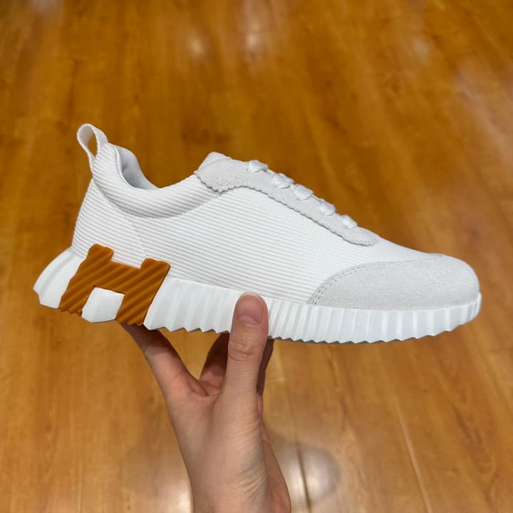 Hermès Bouncing Tech Mesh Sneakers in Black And White