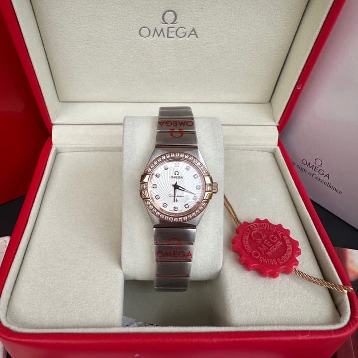 Omega Constellation Series Rose Diamond Ladies Watch in Two-tone Steel Rose Gold Diamond Bezel