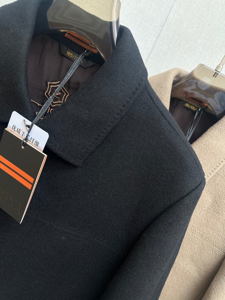Zegna Italian Luxury Wool Coat in Camel Beige