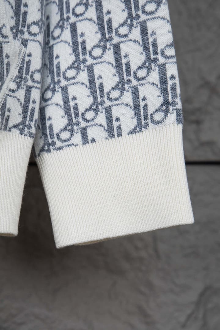 Dior CD Monogram Jacquard Cardigan – 24SS in Dark Grey