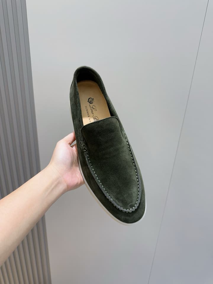 Loro Piana Italian Handmade Suede Driving Shoes in Black Suede
