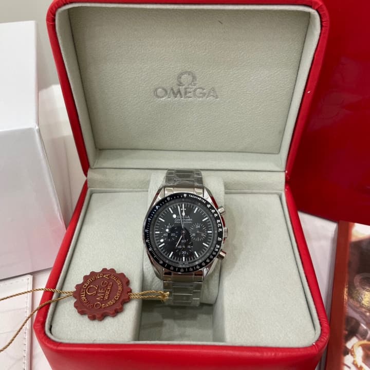 Omega Speedmaster Apollo 11 50th Anniversary Chronograph Watch in Stainless Steel Black Dial Chronograph