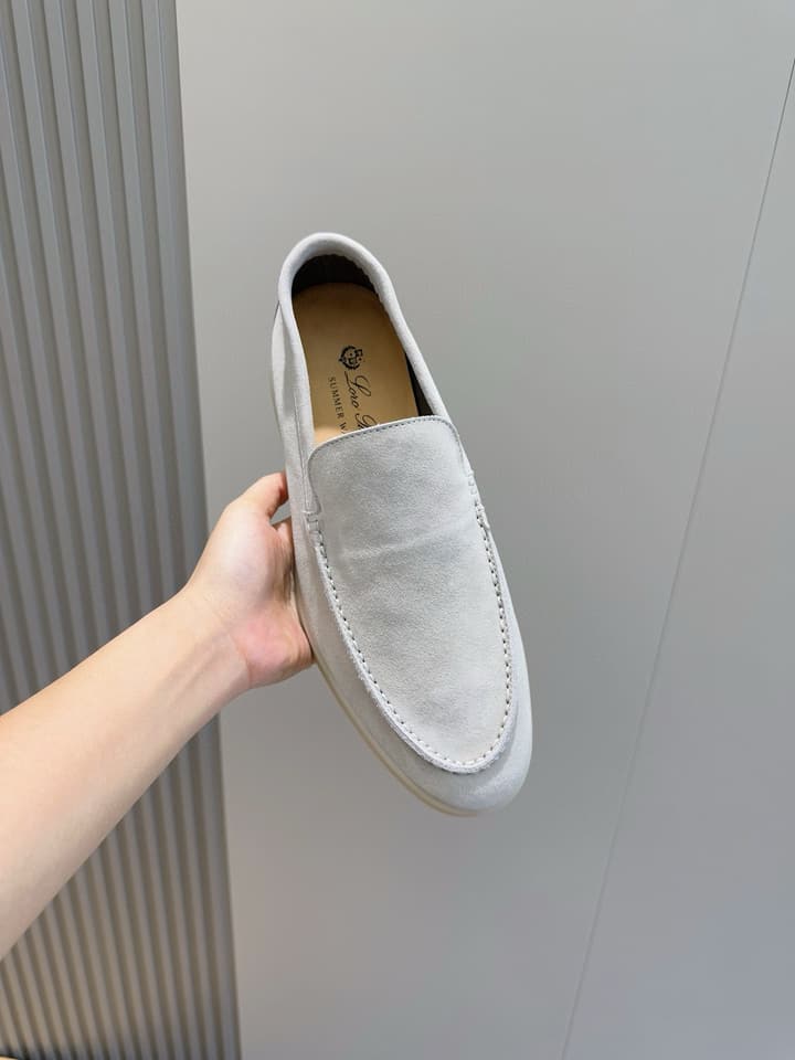 Loro Piana Italian Handmade Suede Loafers in Camel Brown Suede
