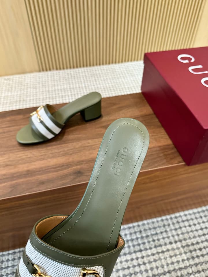 Gucci D-Horsebit Mule Sandals in Brown Gg Canvas