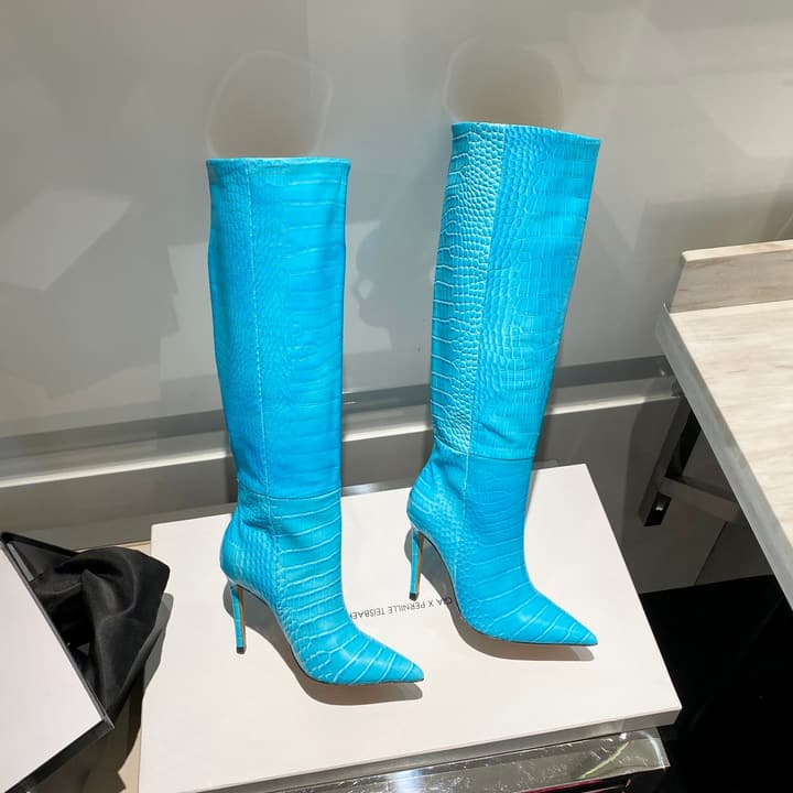 Paris Texas Crocodile Embossed Knee-High Boots – 2022 FW in Black Croc Embossed