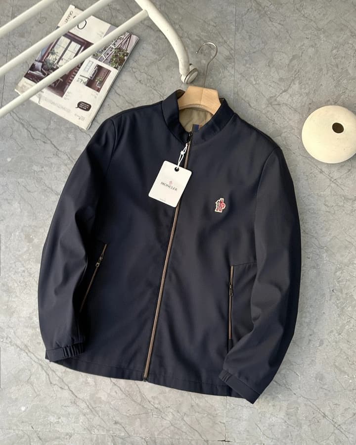Moncler Stand Collar Logo Jacket – 2025 Fall Collection in Black