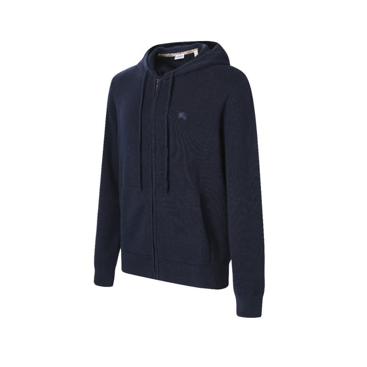 Burberry Embroidered Zip Cardigan in Dark Navy