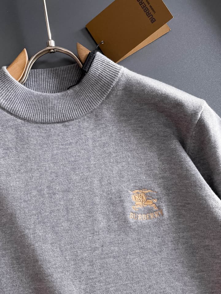 Burberry Half-Zip Wool Blend Sweater in Black Logo