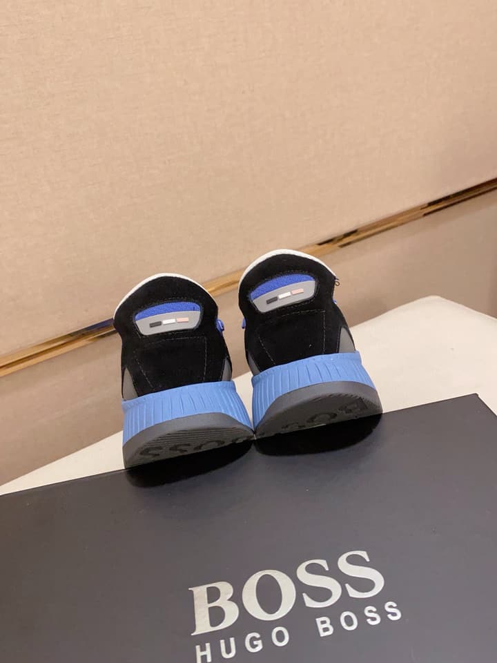 Boss Latest Casual Fly-Knit Sneakers in Black With Gold Accents