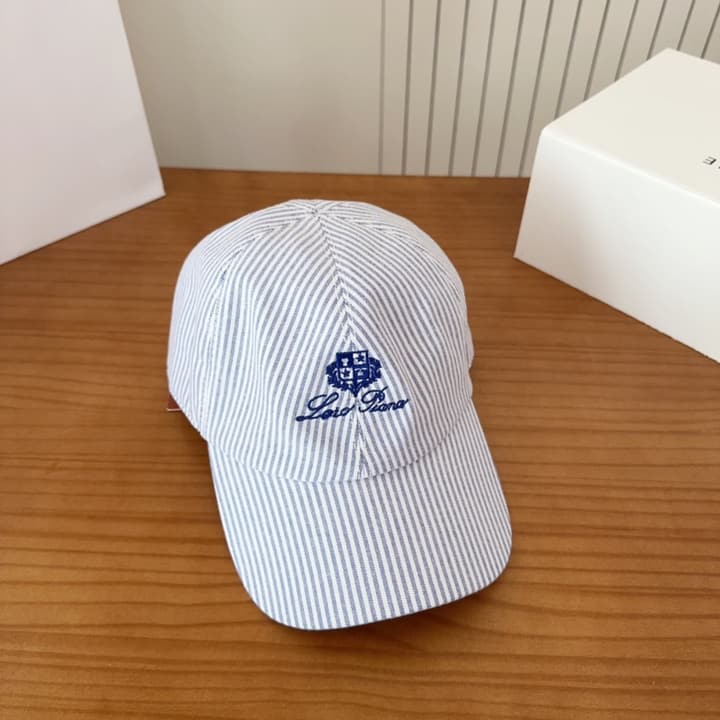 Loro Piana Baseball Cap in Cream With Tan Logo